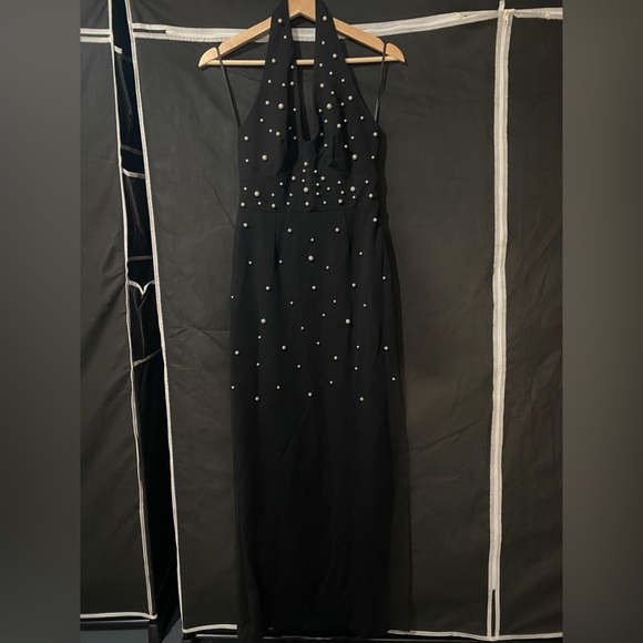 Halter Pearl Maxi Dress - Picture 2 of 6